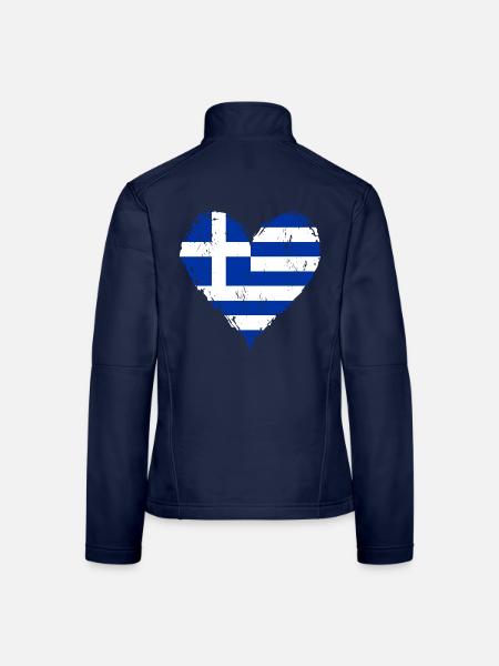 Griechenland Herzflagge Grunge - Frauen Softshelljacke - Navy - Hinten