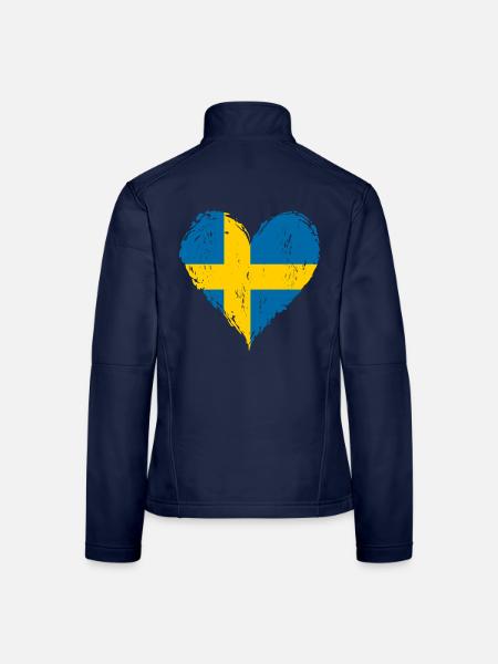 Schweden Herzflagge Grunge - Frauen Softshelljacke - Navy - Hinten