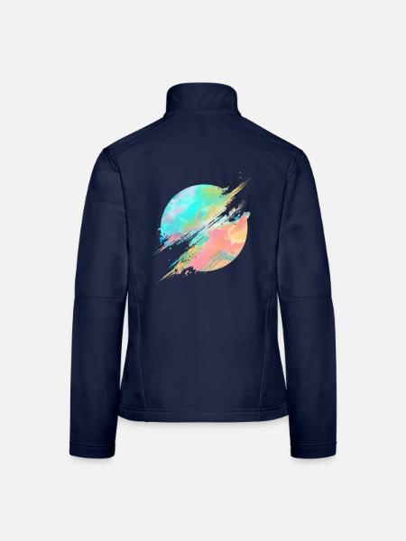 Pastel Rainbow Abstract Splash - Frauen Softshelljacke - Navy - Hinten