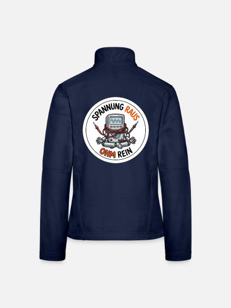 Spannung raus Ohm rein Elektriker Meditation - Frauen Softshelljacke - Navy - Hinten