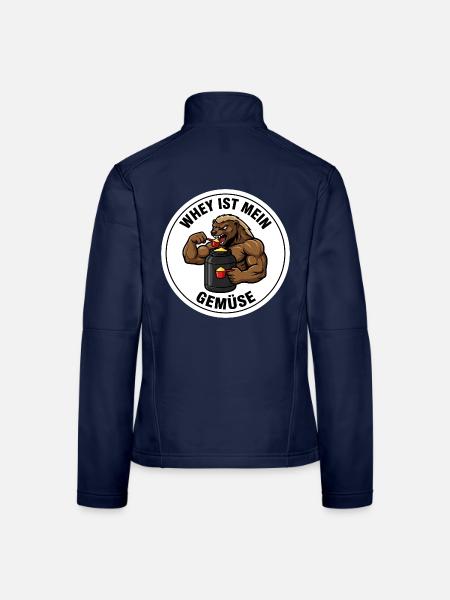 Whey ist mein Gemüse Fitness Lustiges Sportler - Frauen Softshelljacke - Navy - Hinten