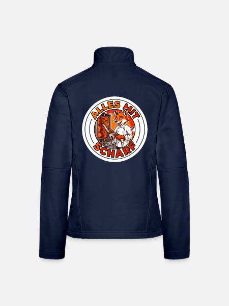 Döner Kebap Alles mit Scharf Gastronomie Motiv - Frauen Softshelljacke - Navy - Hinten