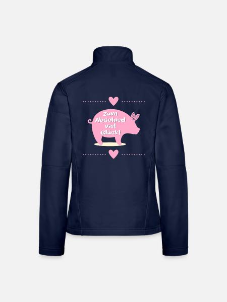 Abschied Kollegen, Glück Ferkel - Frauen Softshelljacke - Navy - Hinten