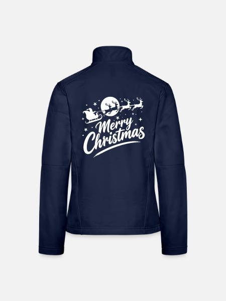 Weihnachtlicher Rentier-Schlittenzauber - Frauen Softshelljacke - Navy - Hinten
