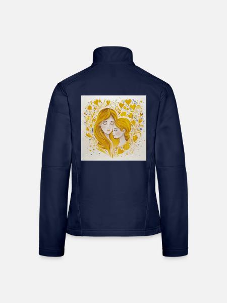 Mutter und Tochter – Liebe in Gold - Frauen Softshelljacke - Navy - Hinten