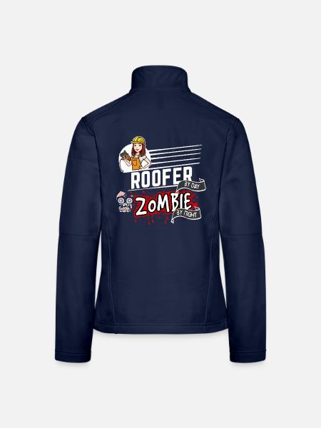Roofer by day Zombie by night - Dachdeckerin - Frauen Softshelljacke - Navy - Hinten