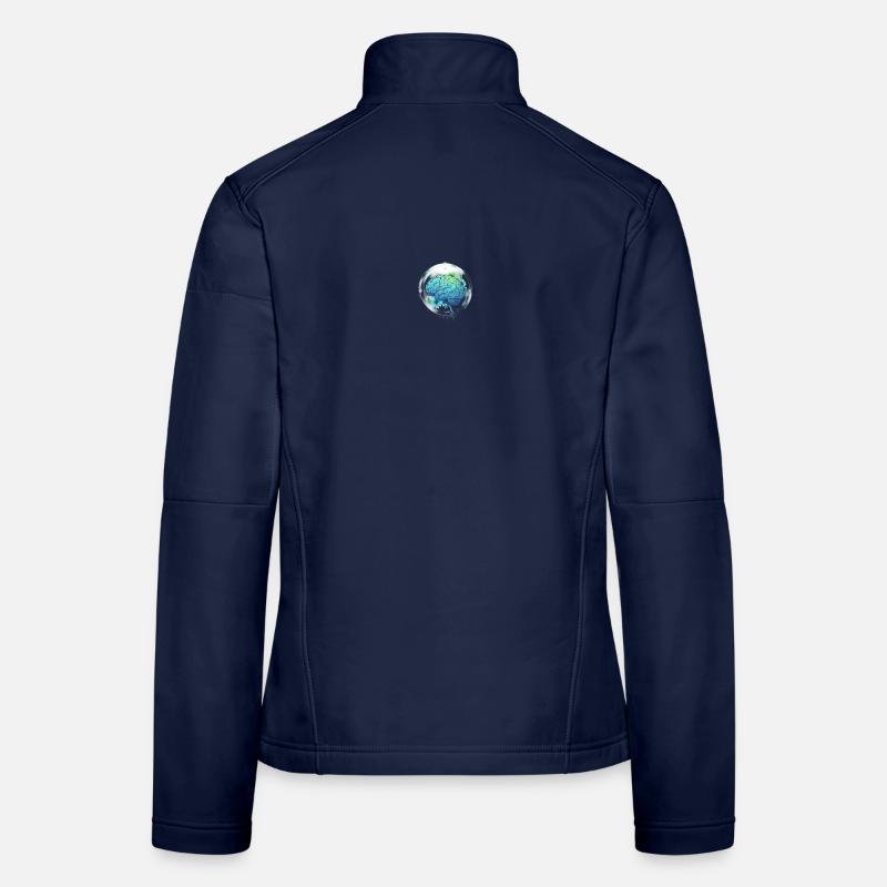 Blue-Green Brain: Harmony & Mental Vitality - Women's Softshell Jacket - navy