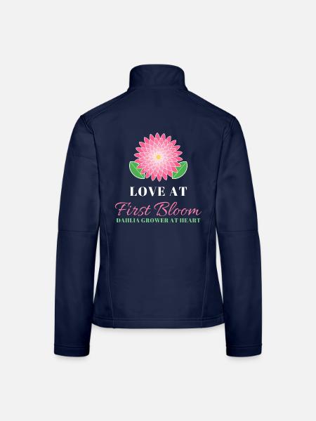 Liebe bei First Bloom Dahlia Flower Gardener - Frauen Softshelljacke - Navy - Hinten