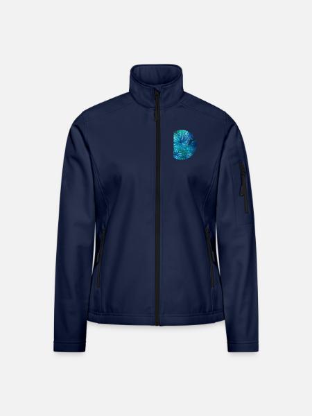 Sommerfarben- handgemalt von Martina Eßer - Frauen Softshelljacke - Navy