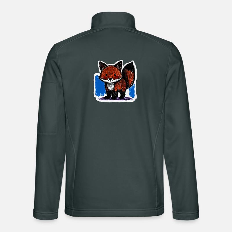 Kleiner Fuchs (Buntstiftzeichnung) - Unisex Softshelljacke - Dunkelgrau