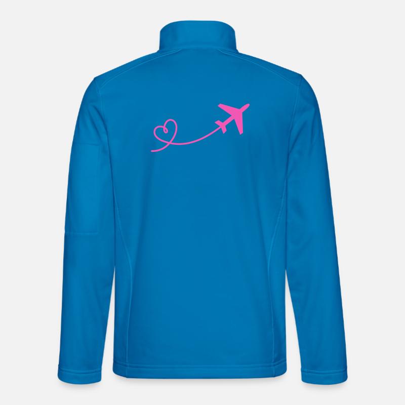 Flugzeug Flieger mit Herz in pink - Unisex Softshelljacke - Lichtblau