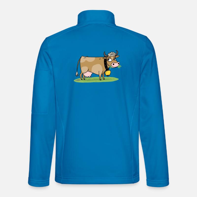 Kuh mit Glocke auf der Wiese - Unisex Softshelljacke - Lichtblau