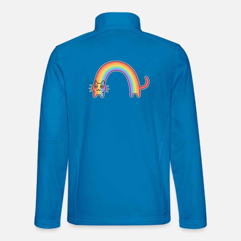 Regenbogenkatze. Buntes Design der Katze * - Unisex Softshelljacke - Lichtblau