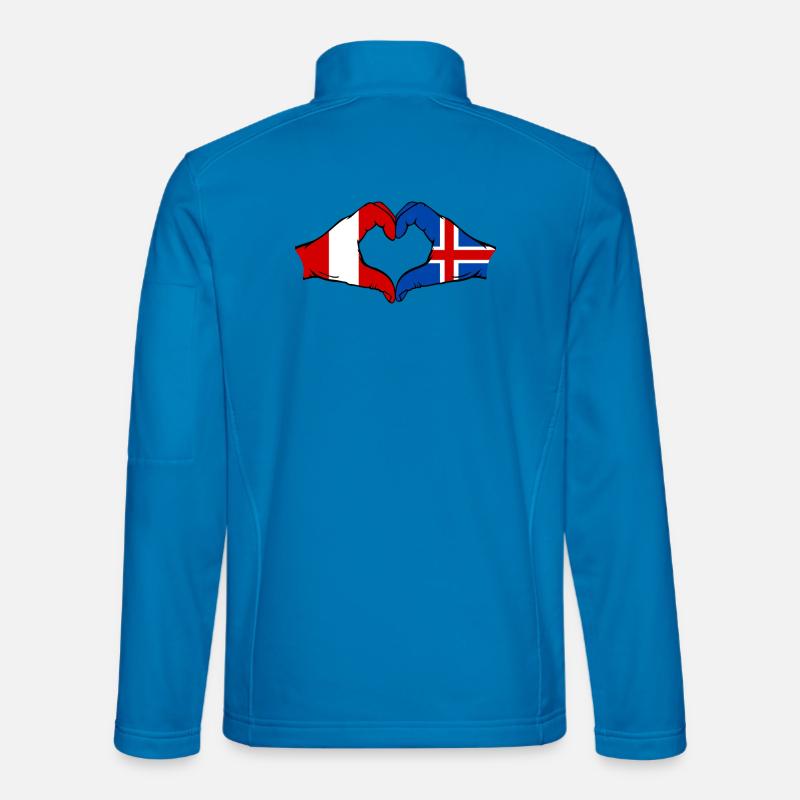 Drapeau de l'île du Pérou, mains en forme de cœur Veste en tissu softshell Unisexe