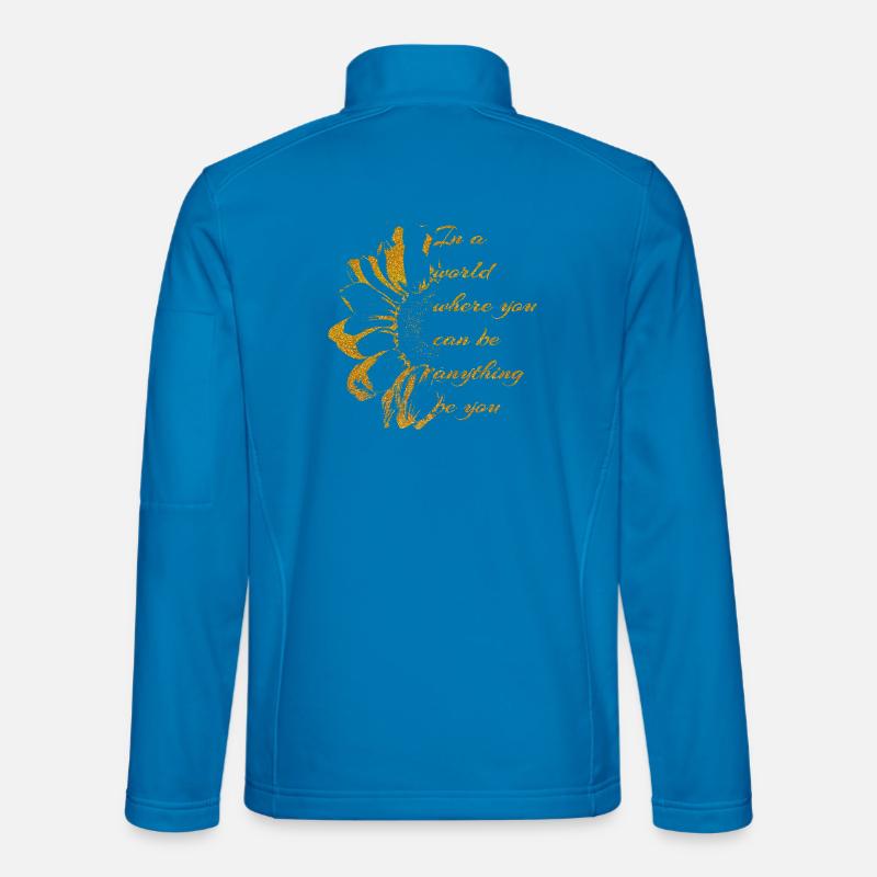 Goldene Botschaft-SEI DU mit Sonnenblume - Unisex Softshelljacke - Lichtblau
