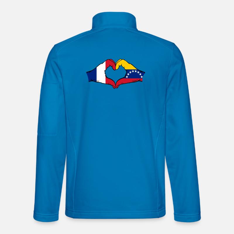 France Venezuela Flag Hands Heart Shape - Unisex Softshell Jacket - light blue