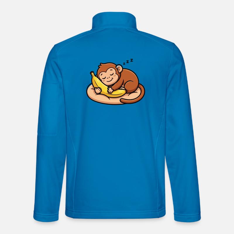 Sleeping monkey with banana - Unisex Softshell Jacket - light blue