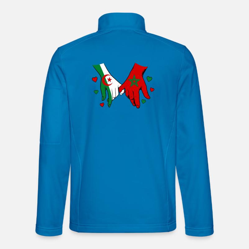 Algérie-Maroc Drapeau main dans la main - Veste en tissu softshell Unisexe - bleu clair
