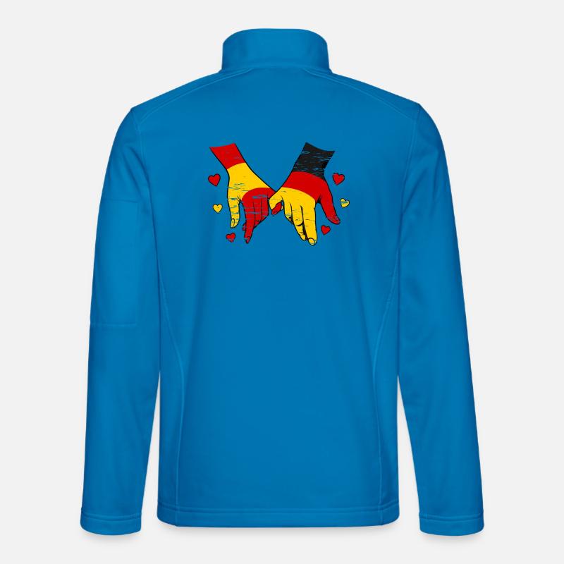 Spanien_Deutschland_Flagge_Haendehalten_used - Unisex Softshelljacke - Lichtblau