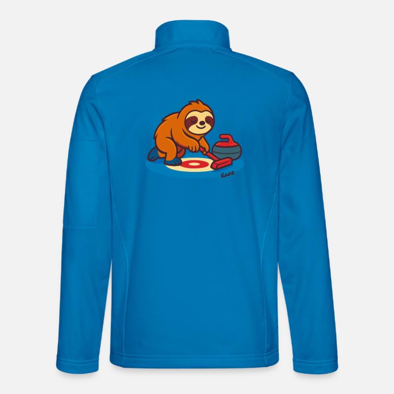 Curling Sloth on Broom - Unisex Softshell Jacket - light blue