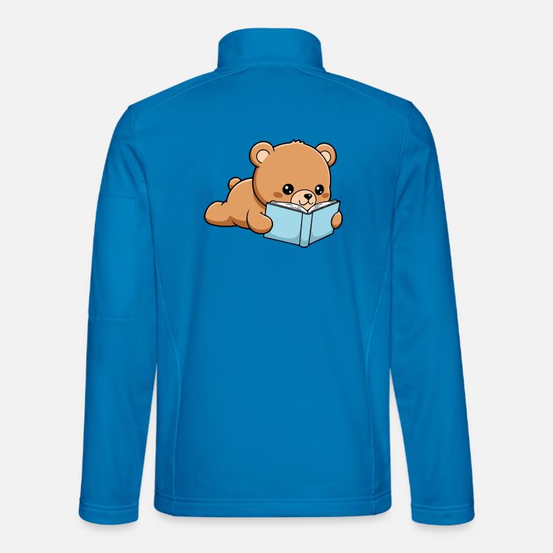 Book Bear Funny Bear reading Book - Unisex Softshell Jacket - light blue