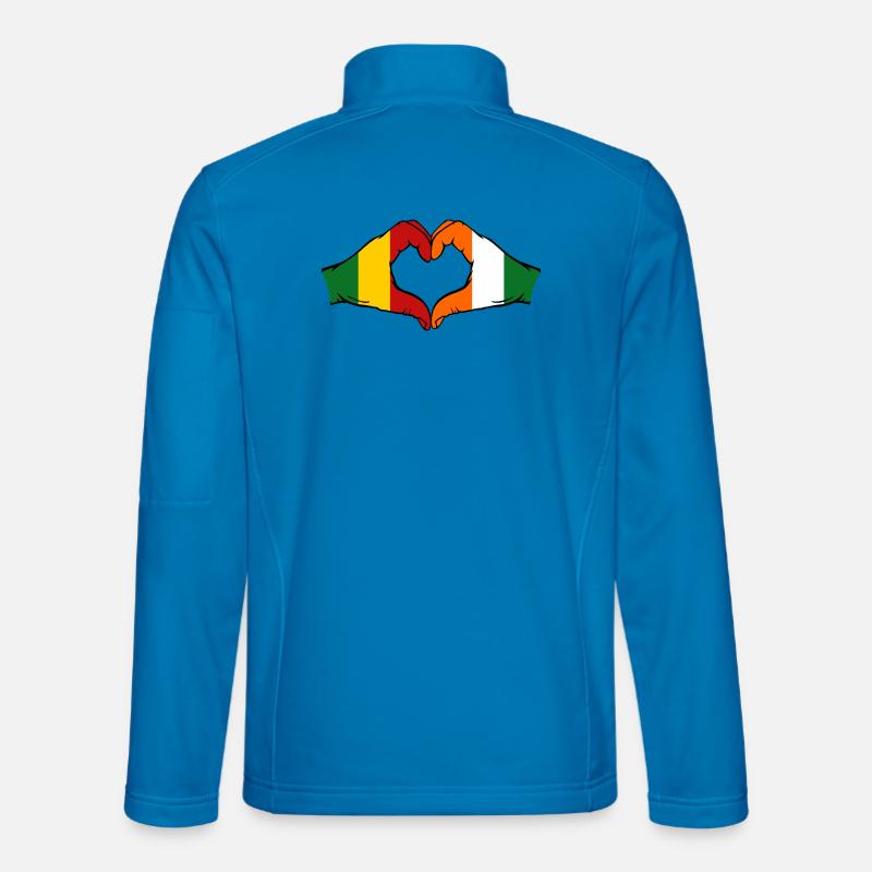 Drapeau de la Côte d’Ivoire du Mali Mains en forme de cœur Veste en tissu softshell Unisexe
