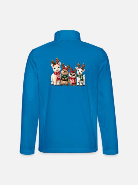 Lustige Weihnachtstiere mit Rentiergeweih - Unisex Softshelljacke - Lichtblau