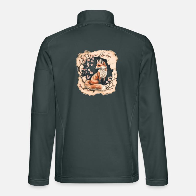 Fuchs mit Kirschblüten Unisex Softshelljacke