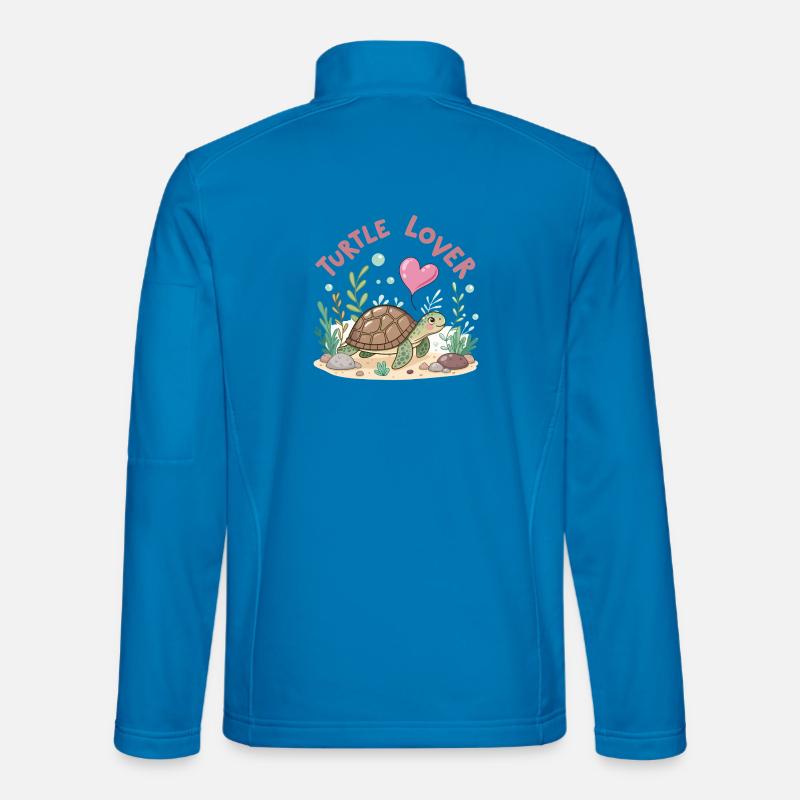 Pastel Flowered Turtle in Love - Unisex Softshell Jacket - light blue