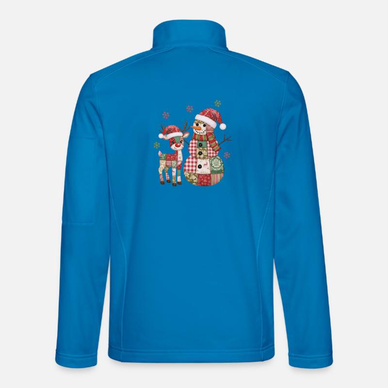 Patchwork Schneemann und Rentier Unisex Softshelljacke