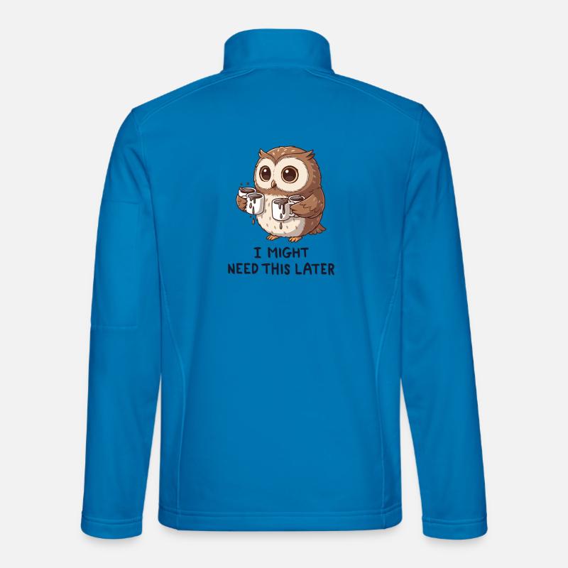 I Need Coffee Later - Funny Owl - Unisex Softshell Jacket - light blue