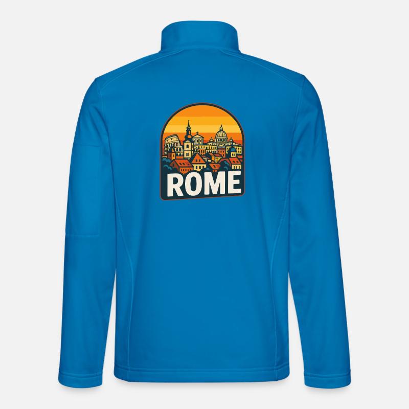 Rome Skyline Retro Sonnenuntergangs-Kolosseum-Kunst - Unisex Softshelljacke - Lichtblau