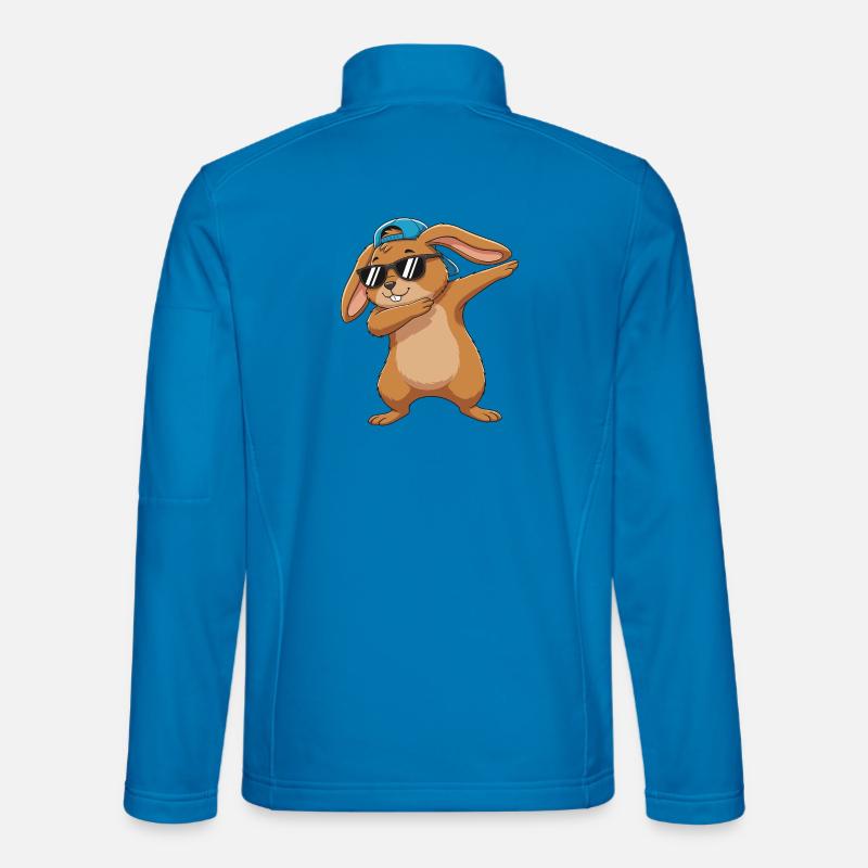Cool Dabbing Rabbit Sunglasses Cartoon Art - Unisex Softshell Jacket - light blue