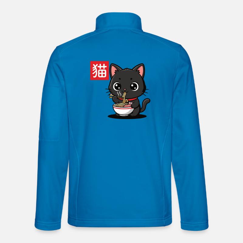 Kitten Eats Ramen Illustration - Unisex Softshell Jacket - light blue