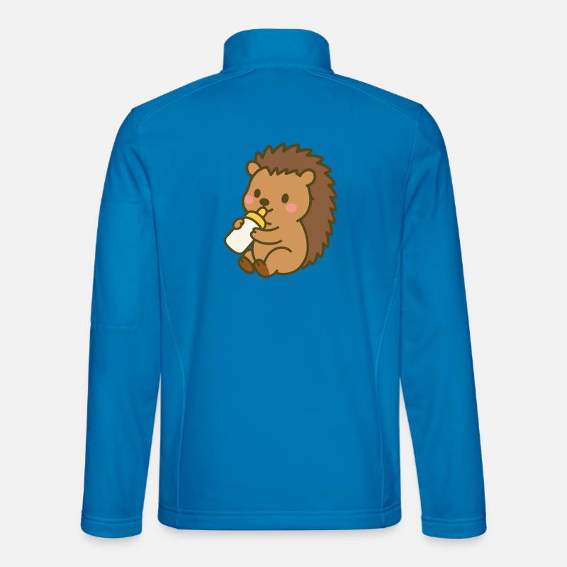 Hérisson avec bouteille de lait - Veste en tissu softshell Unisexe - bleu clair