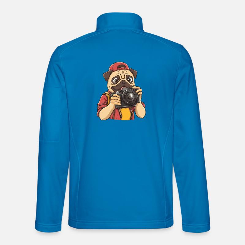 Lustiger cooler Mops-Fotograf mit Kamera - Unisex Softshelljacke - Lichtblau