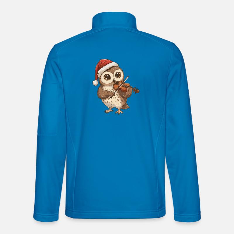 Christmas Owl Bird Playing Violin Art - Unisex Softshell Jacket - light blue