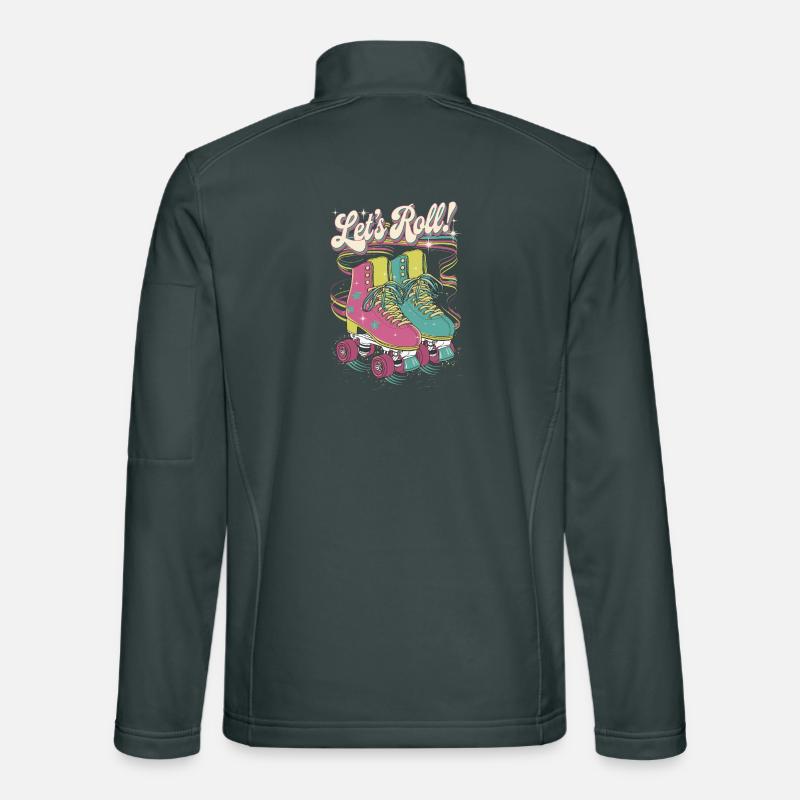 Let's Roll Buntes Retro-Rollschuh-Design Unisex Softshelljacke