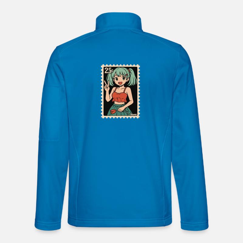 Anime Mädchen Poststempel Illustration - Unisex Softshelljacke - Lichtblau