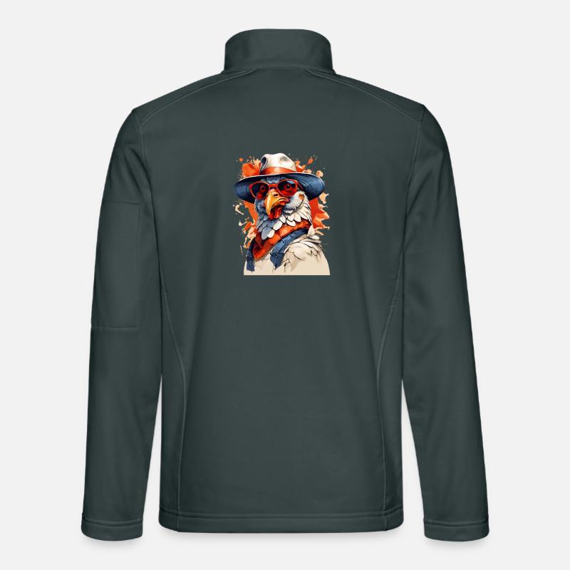 Stylish eagle with hat and sunglasses Unisex Softshell Jacket