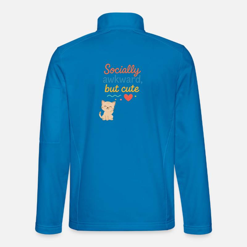 Social awkward but cute cat design - Unisex Softshell Jacket - light blue