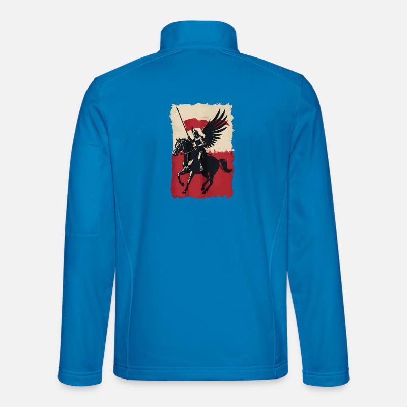 Polish Hussar with Flag Design - Unisex Softshell Jacket - light blue