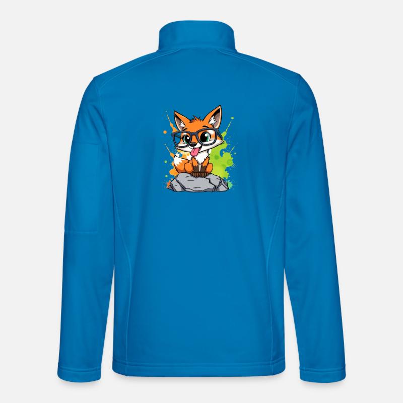 Spectacled fox on stone - Unisex Softshell Jacket - light blue