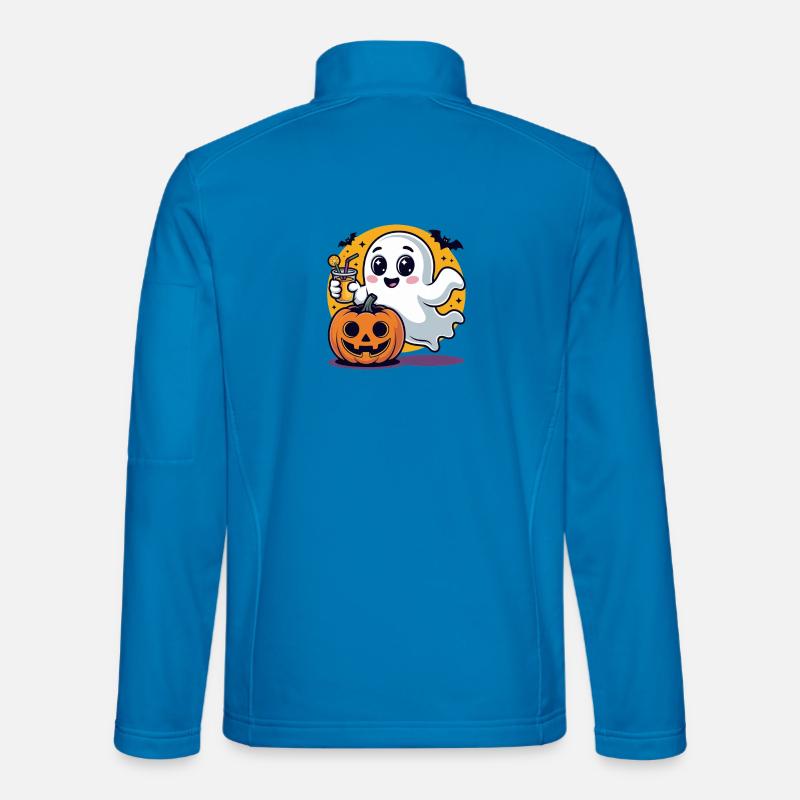Cute Halloween Ghost with Pumpkin Unisex Softshell Jacket