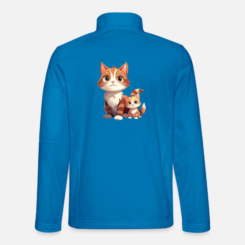 Chat amitié dessin animé Style chat - Veste en tissu softshell Unisexe - bleu clair