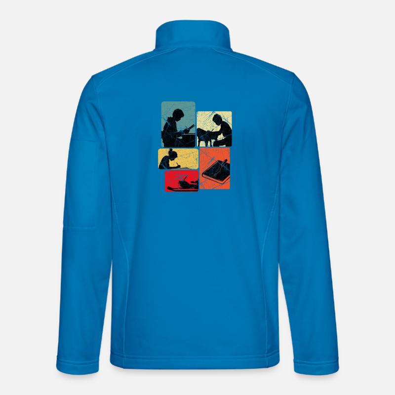 Children's Art Drawing Collage - Unisex Softshell Jacket - light blue