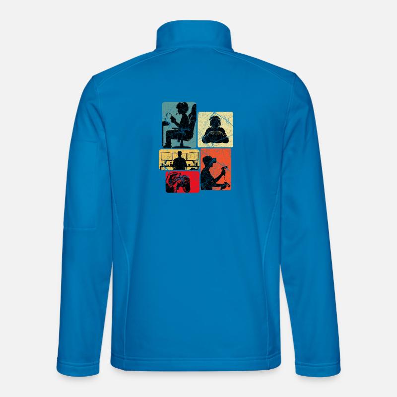 Farbblock Gamer Silhouetten - Unisex Softshelljacke - Lichtblau
