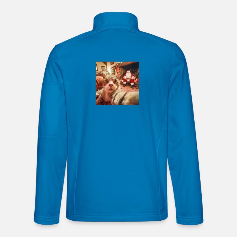 Katze Selfie mit Weihnachtsmann - Unisex Softshelljacke - Lichtblau