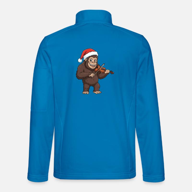 Christmas Bigfoot Sasquatch Playing Violin - Unisex Softshell Jacket - light blue