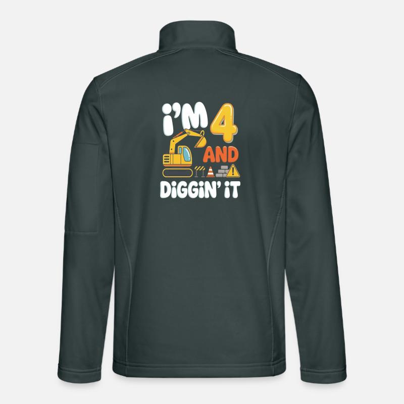 I'm Four: Diggin It Construction Site Motif Unisex Softshell Jacket